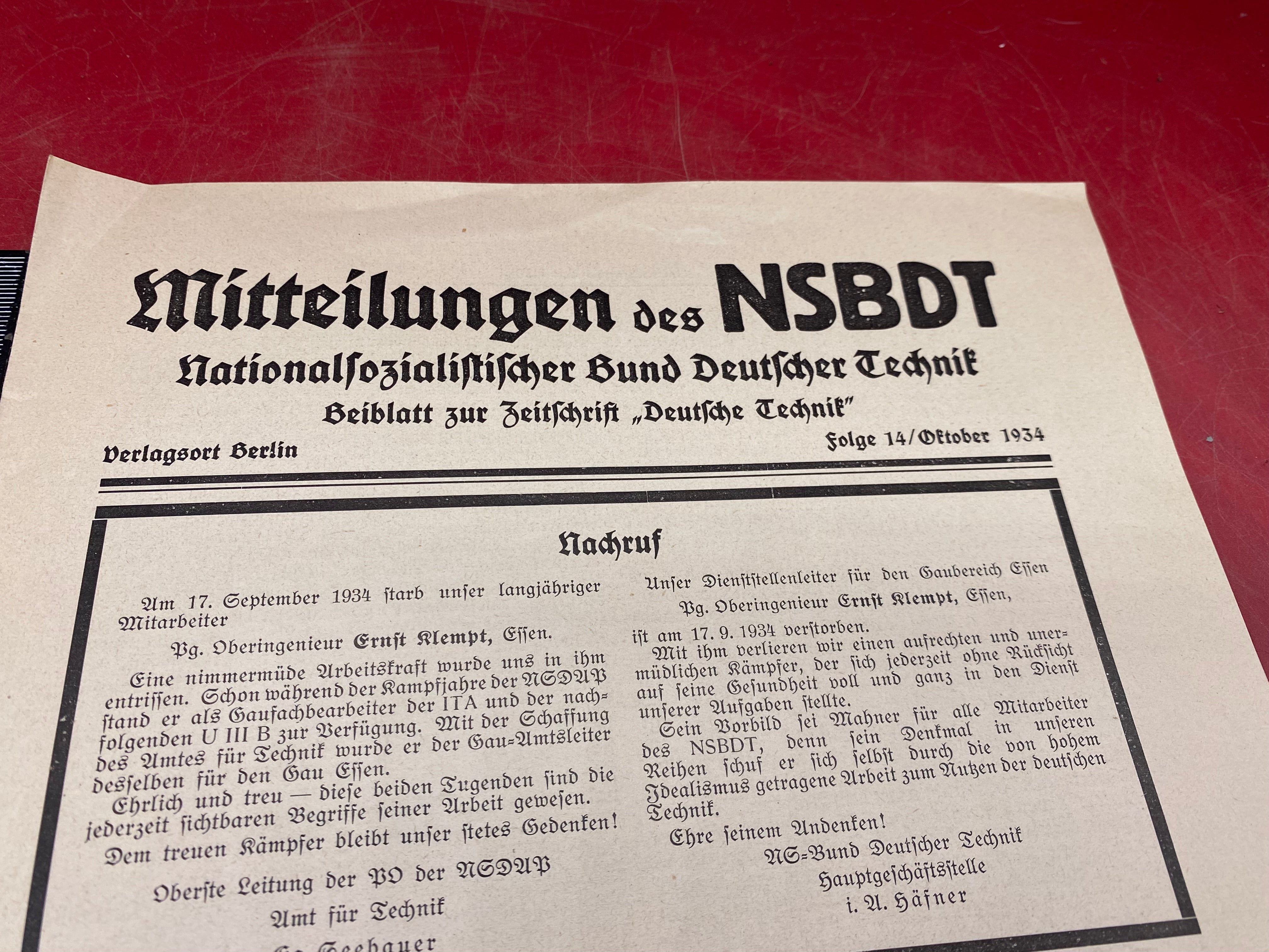 WW2 German NSBDT Leaflet - Possibly Technical Engineering Related. - The Militaria Shop