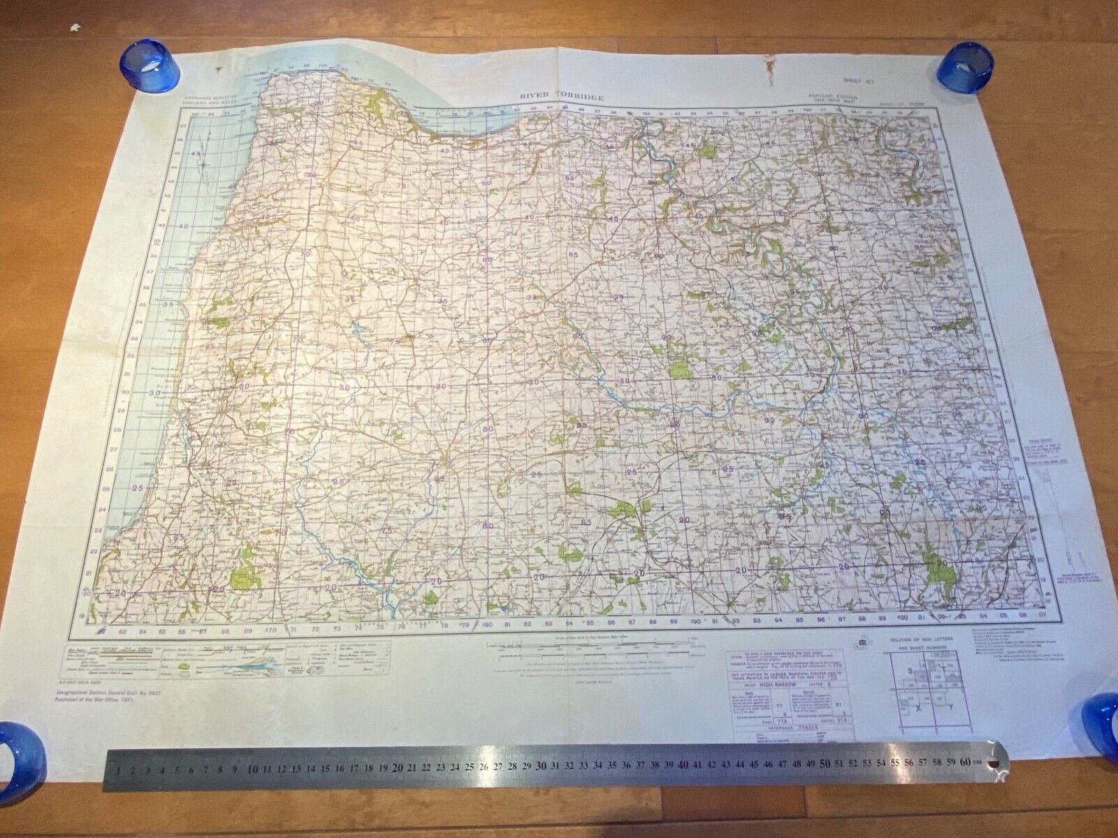 WW2 British Army 1931 dated MILITARY EDITION General Staff map RIVER TORRIDGE. - The Militaria Shop