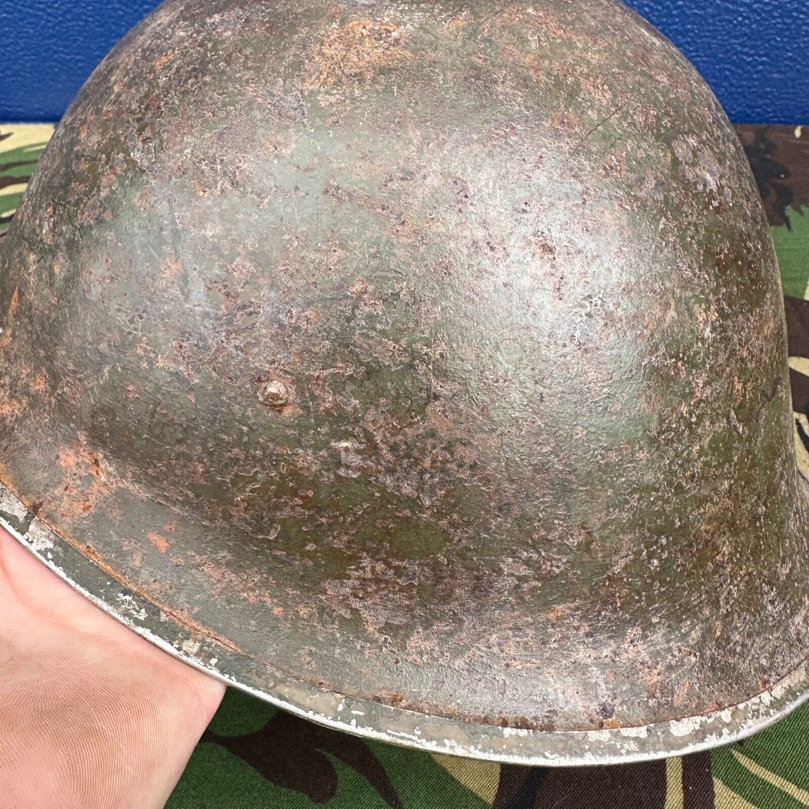 WW2 Canadian Army Mk3 Turtle Helmet - Original Helmet Shell - High Rivet - The Militaria Shop