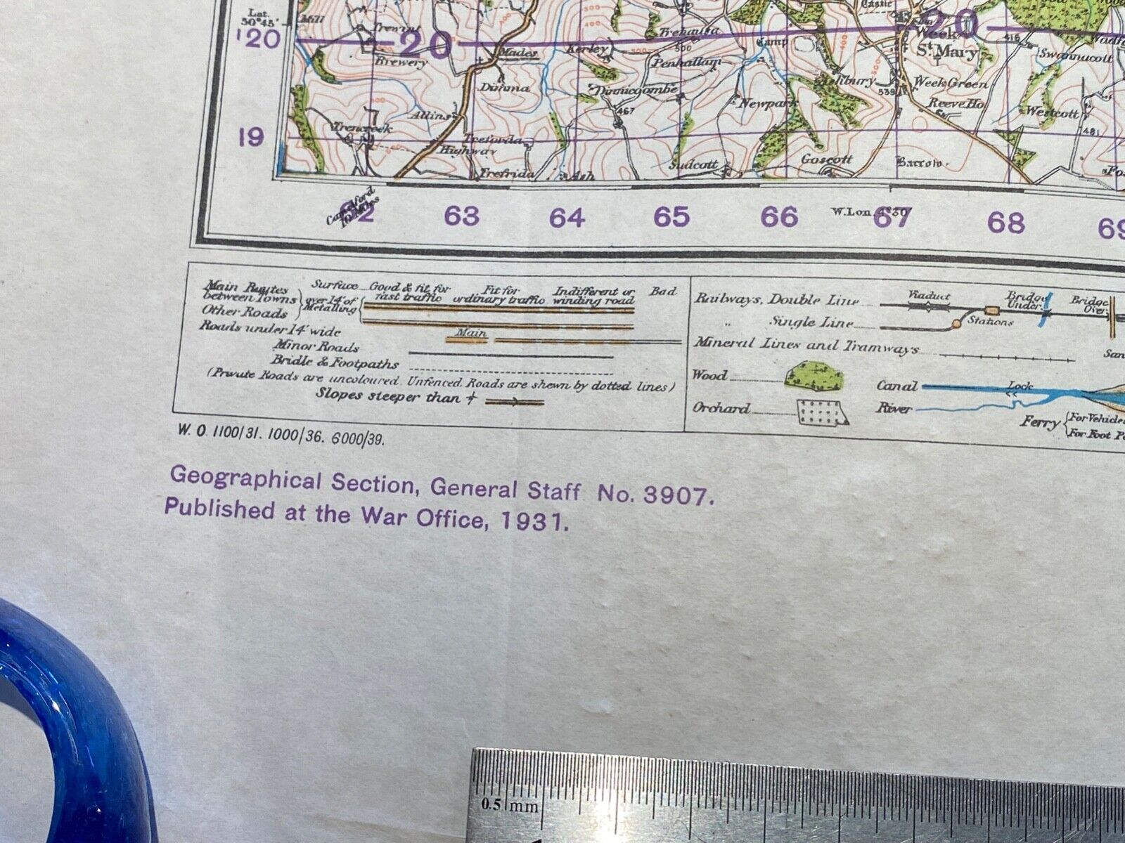 WW2 British Army 1931 dated MILITARY EDITION General Staff map RIVER TORRIDGE. - The Militaria Shop