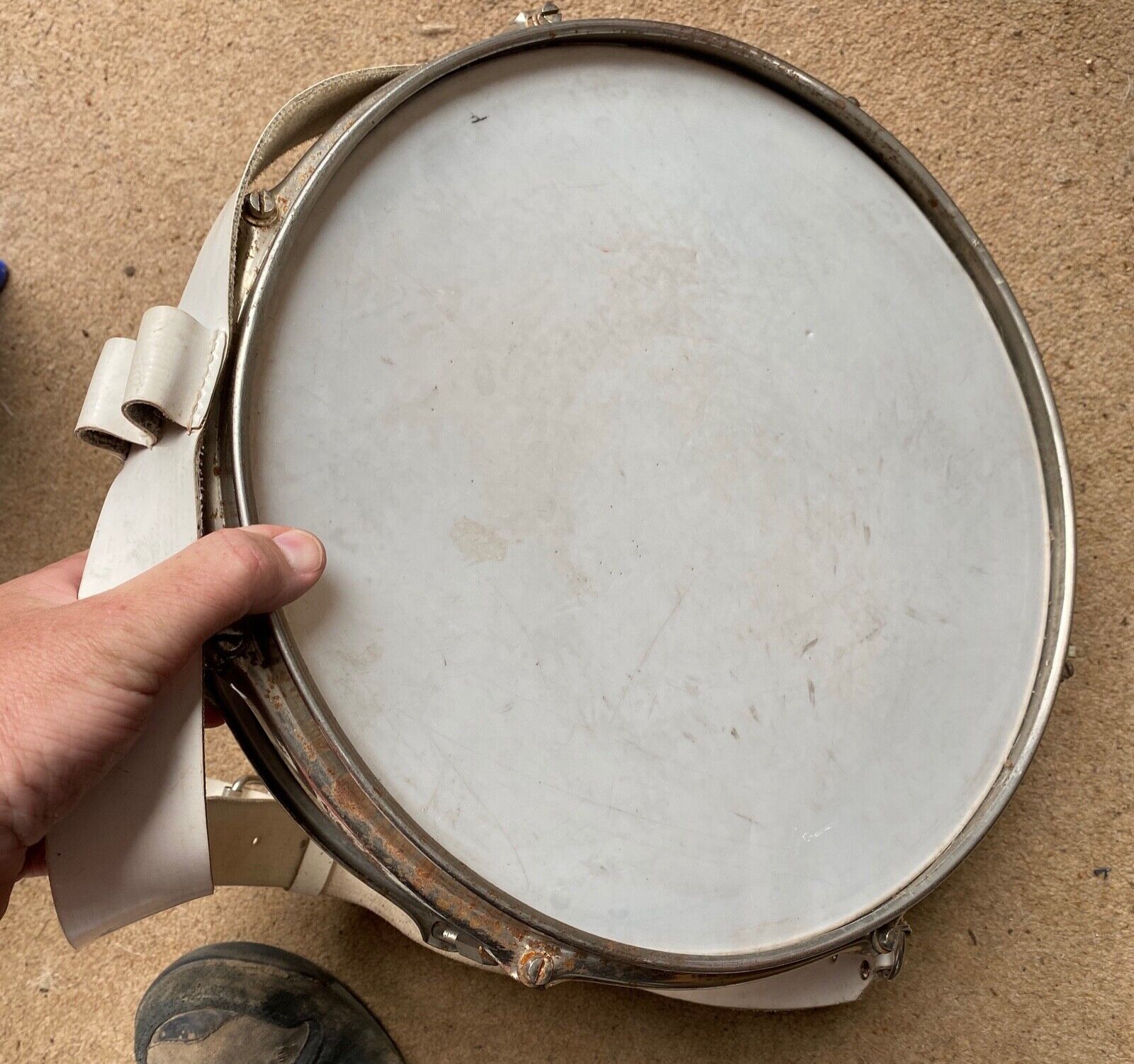 Cold War ERA Soviet Union Army marching drum with matching belt and buckle - The Militaria Shop