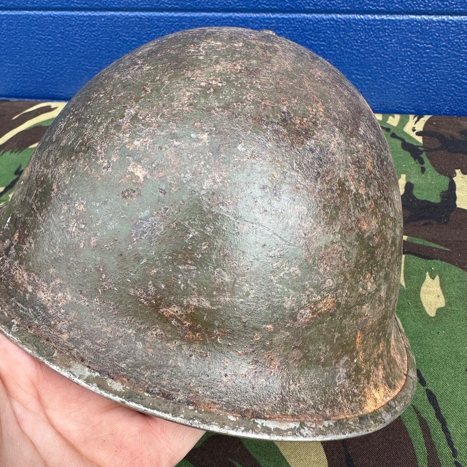 WW2 Canadian Army Mk3 Turtle Helmet - Original Helmet Shell - High Rivet - The Militaria Shop