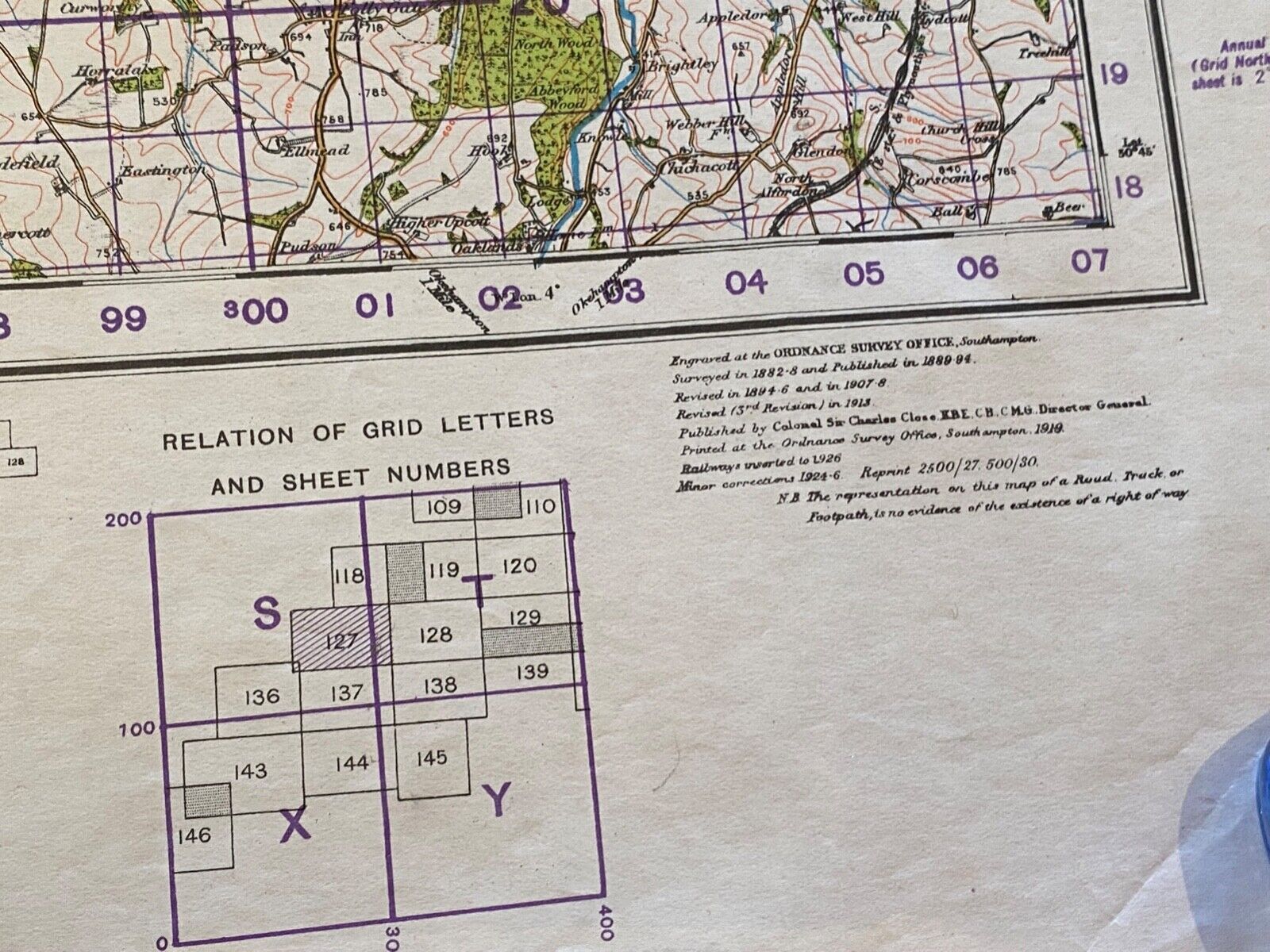 WW2 British Army 1931 dated MILITARY EDITION General Staff map RIVER TORRIDGE. - The Militaria Shop