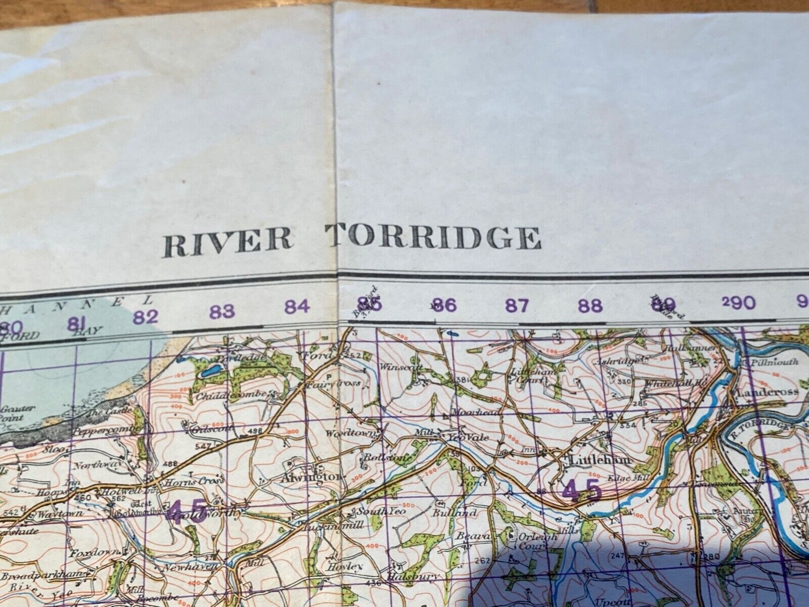 WW2 British Army 1931 dated MILITARY EDITION General Staff map RIVER TORRIDGE. - The Militaria Shop