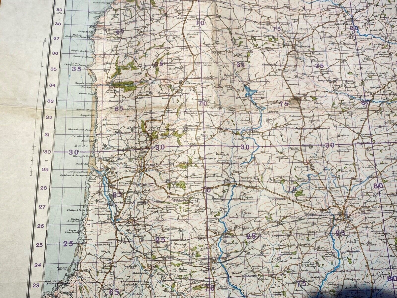 WW2 British Army 1931 dated MILITARY EDITION General Staff map RIVER TORRIDGE. - The Militaria Shop