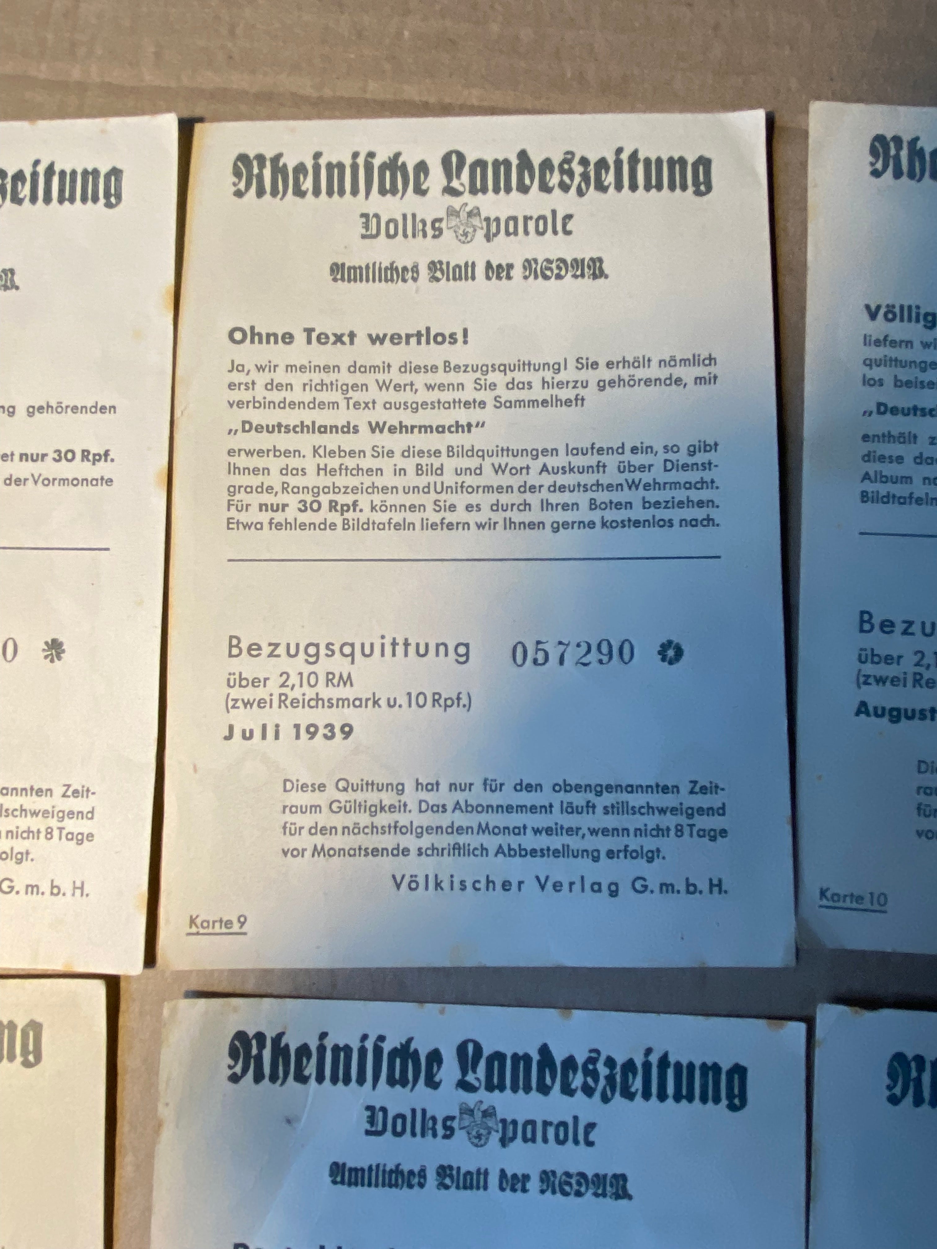 A group of original WW2 German Unit & Service Insignia Cards in colour. - The Militaria Shop