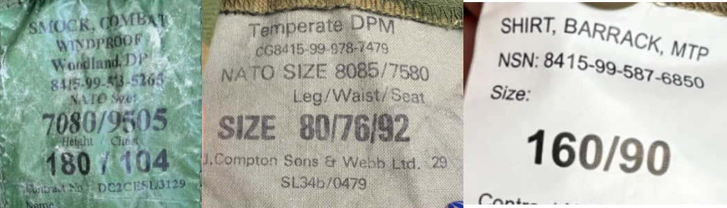 British Army NATO Uniform Size Guide