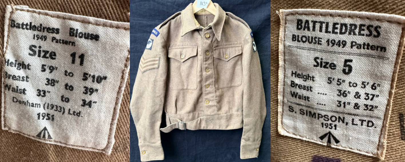 British WW2 Battledress Uniform Size Guide