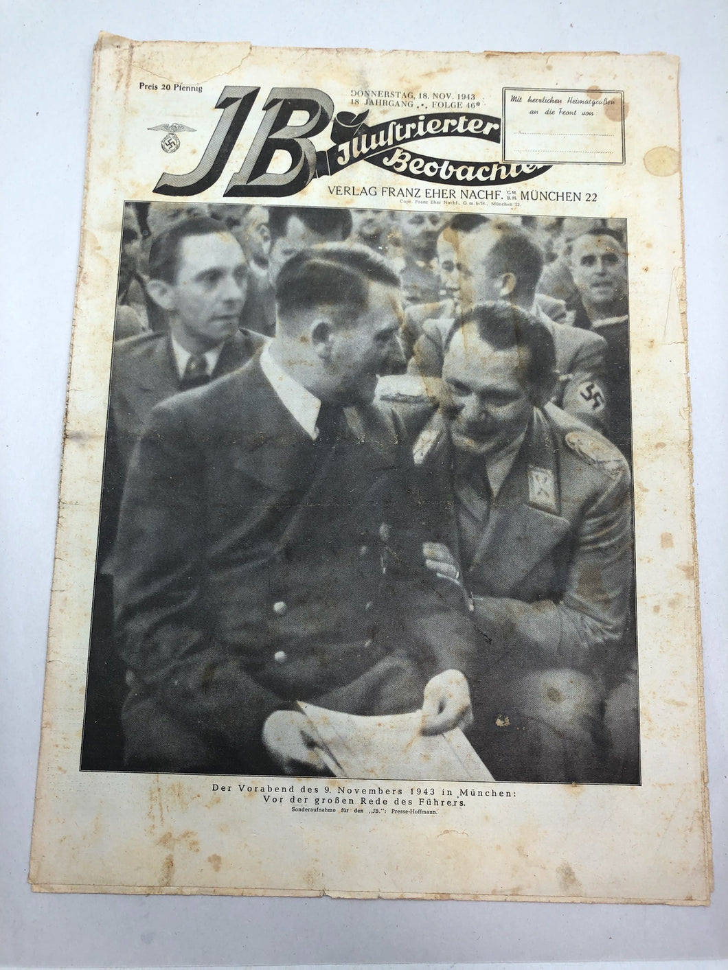JB Juustrierter Beobachter NSDAP Magazine Original WW2 German - 18 November 1943