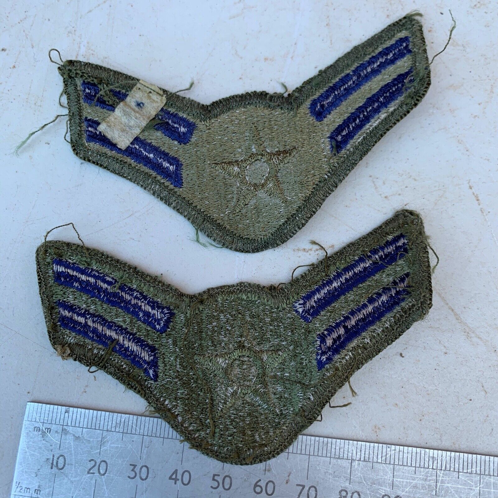 Pair of United States Air Force Rank Chevrons Olive Green -- Airmen First Class - The Militaria Shop