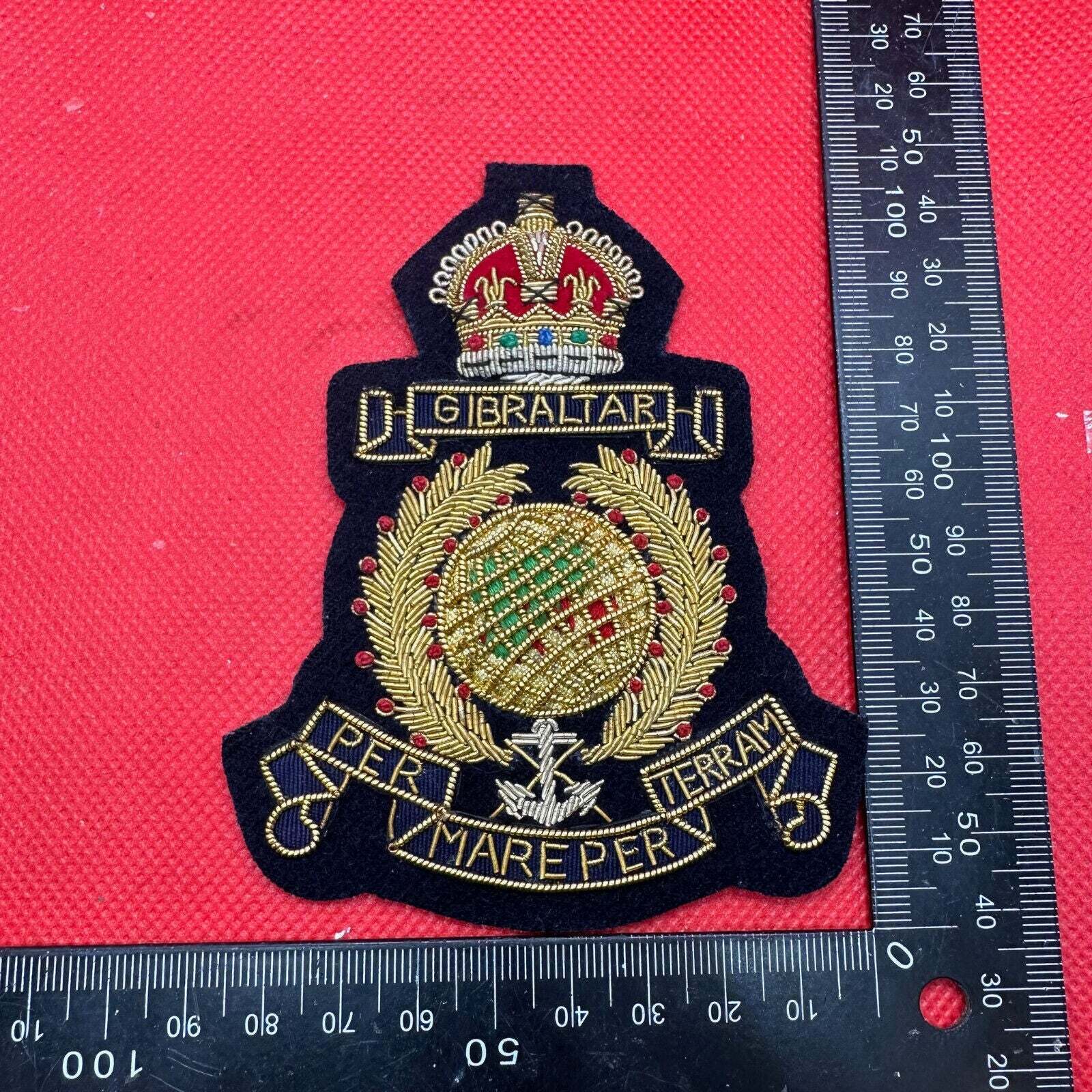 British Army Bullion Embroidered Blazer Badge - Royal Marines - Kings Crown - The Militaria Shop
