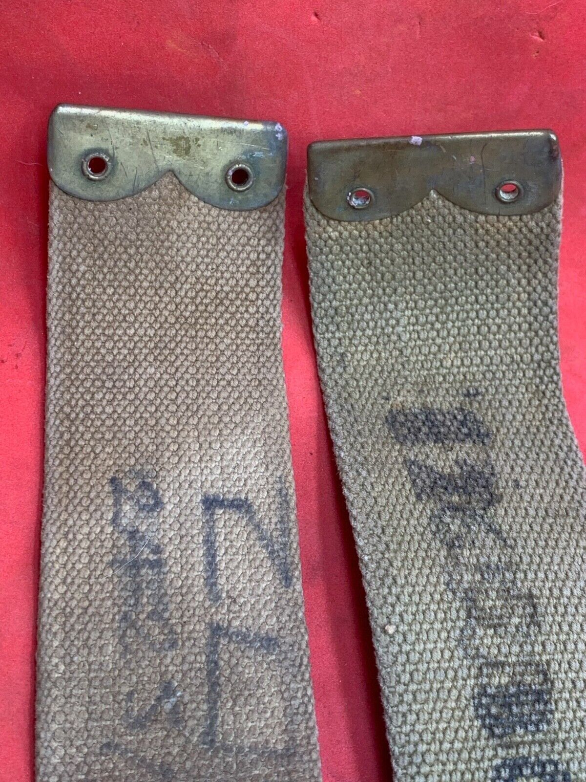 Original WW2 Pattern British Army L Straps Pair - 37 Pattern Webbing Haversack - The Militaria Shop