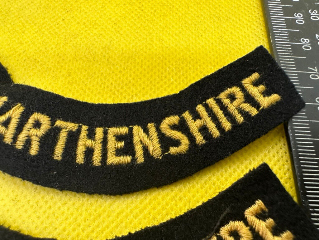Original WW2 British Home Front Civil Defence Carmarthenshire Shoulder Titles - The Militaria Shop