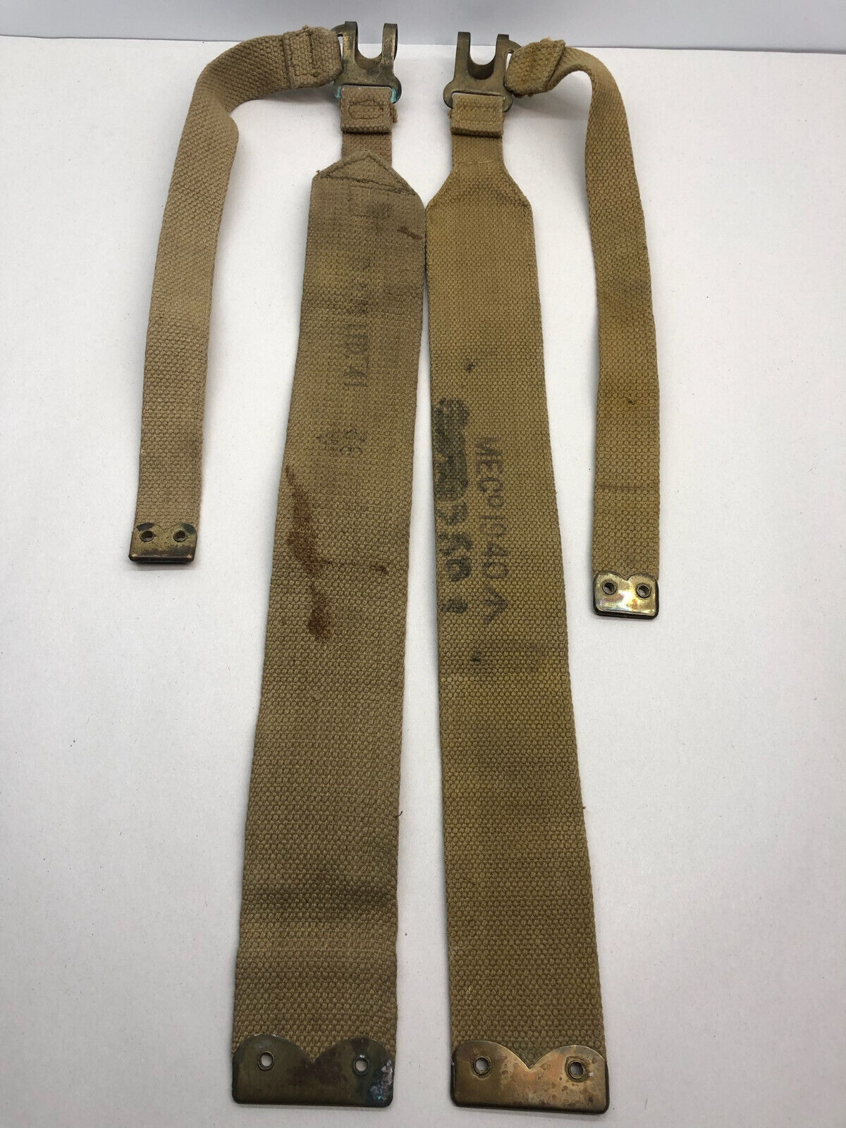 Original WW2 British Army 37 Pattern L Straps Pair - Wartime Dated - The Militaria Shop