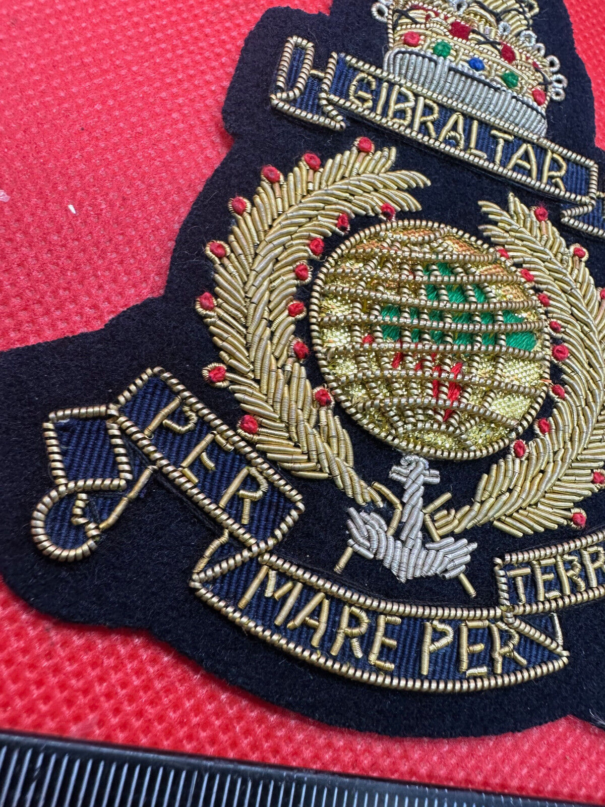 British Army Bullion Embroidered Blazer Badge - Royal Marines - Queen's Cro - The Militaria Shop