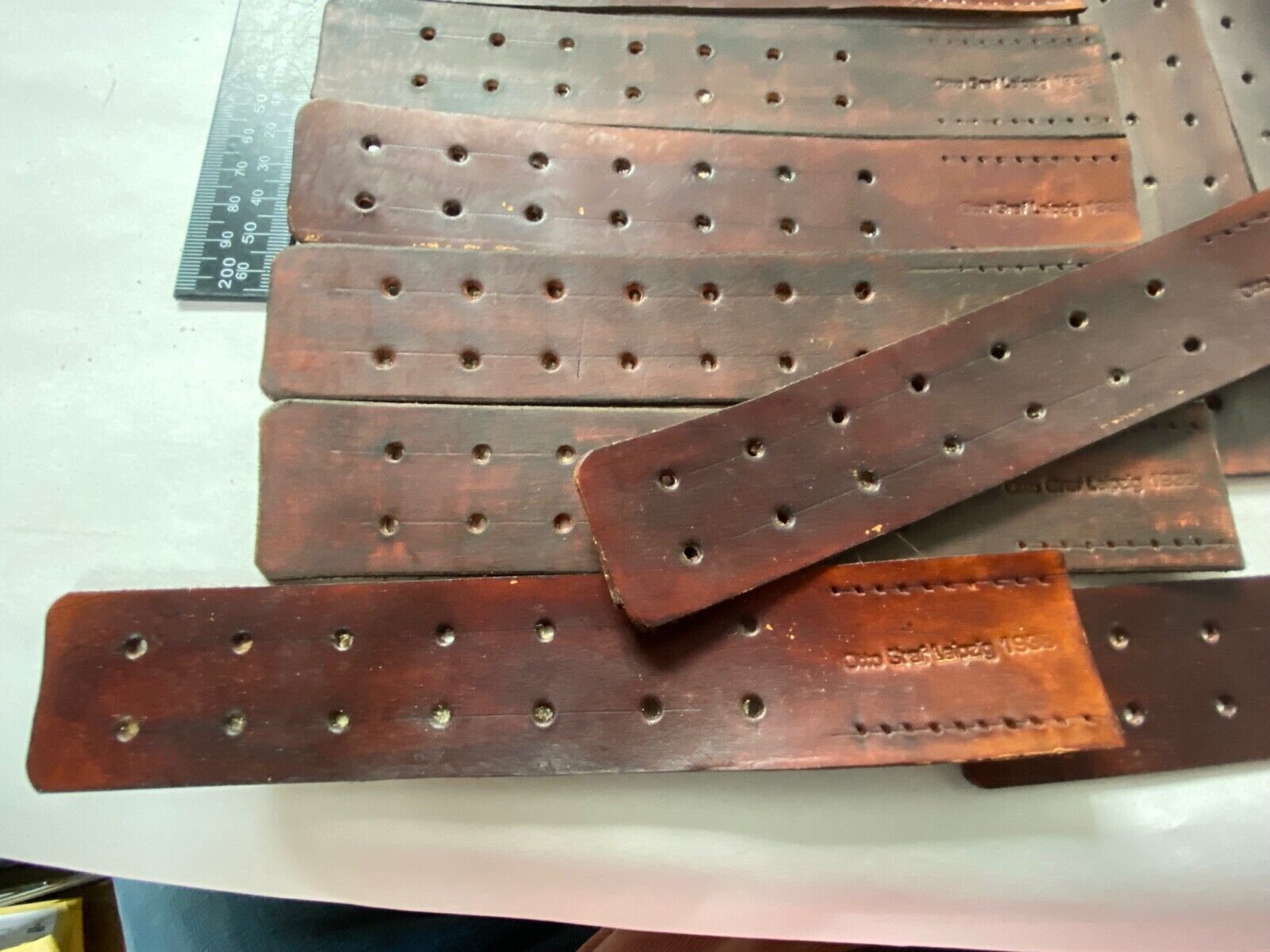 WW2 German Army belt leather fastening strip. Brown leather reproduction. - The Militaria Shop