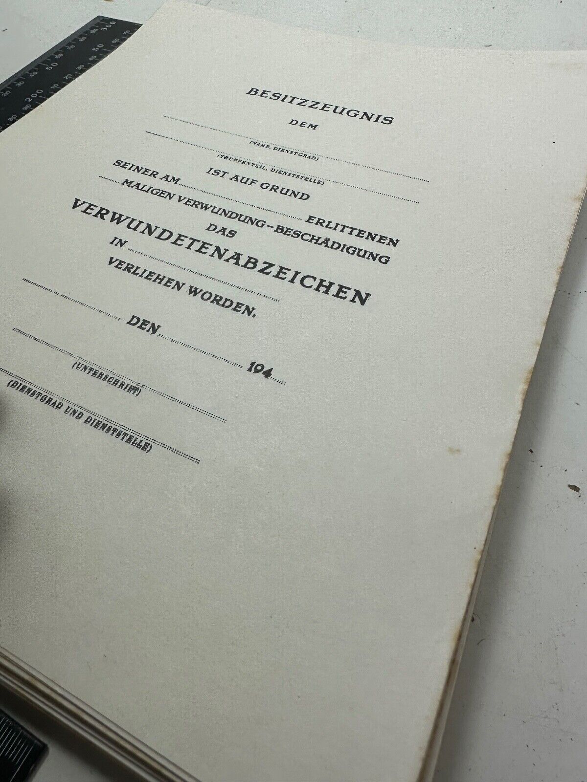 WW2 German Army Wound Badge Certificate - Nice Reproduction - The Militaria Shop