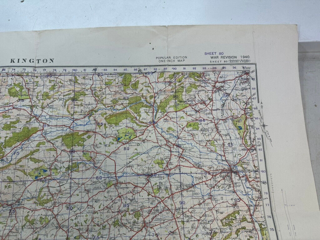 Original WW2 British Army OS Map of England - War Office - Kington - The Militaria Shop