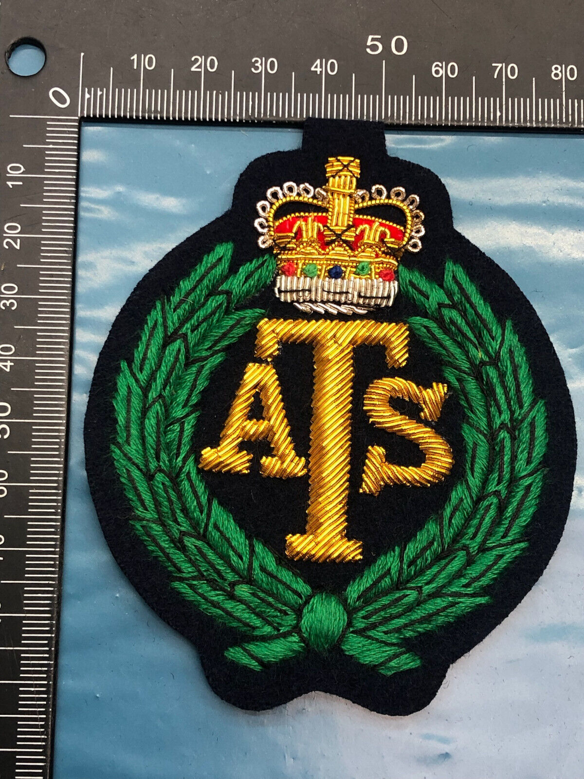 British Army Bullion Embroidered Blazer Badge - ATS Auxillary Territorial Servic - The Militaria Shop