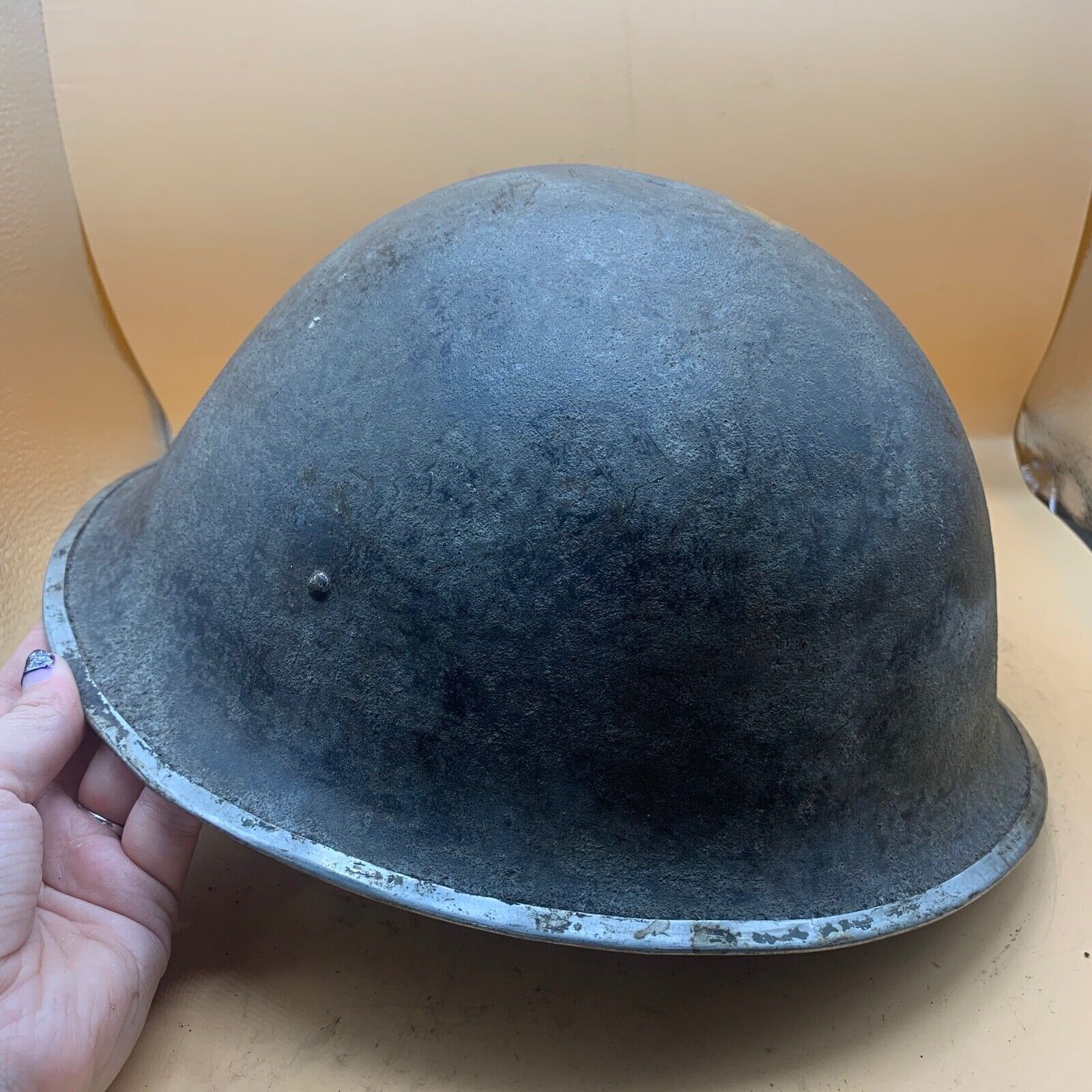 Original WW2 British / Canadian Army Mk3 High Rivet Turtle Army Combat Helmet - The Militaria Shop