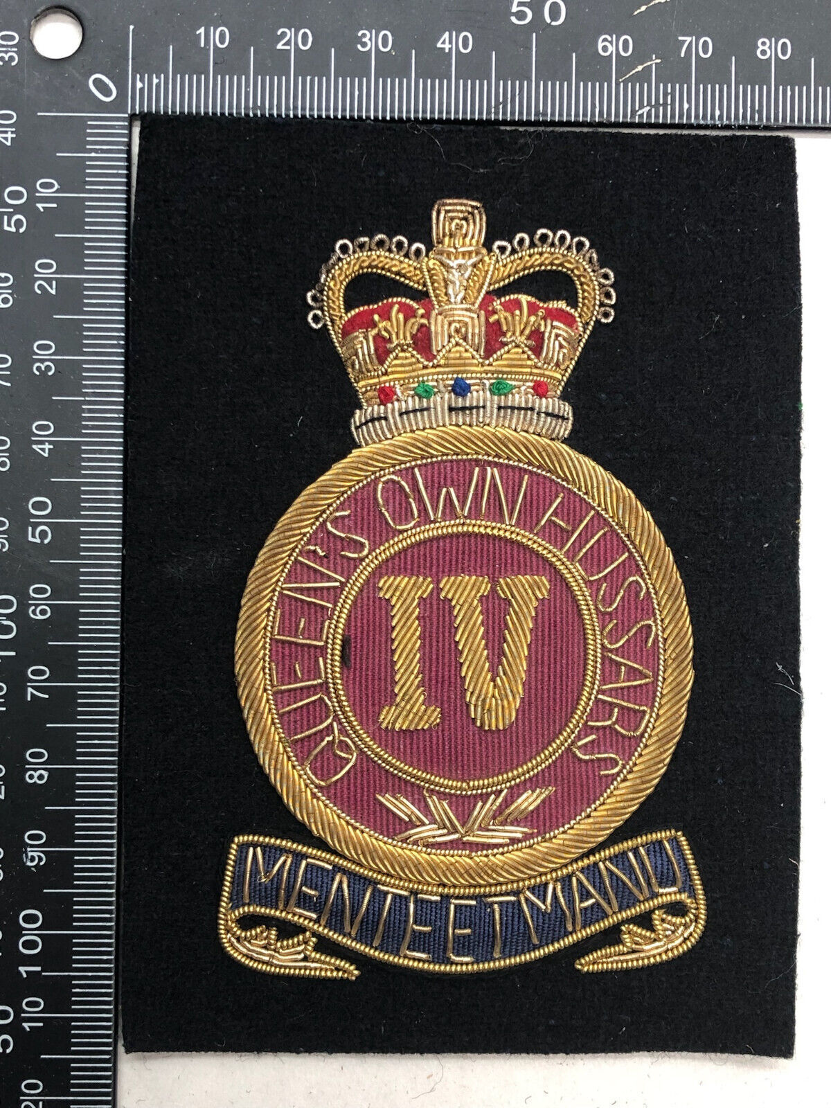 British Army Bullion Embroidered Blazer Badge - 4th Queen's Own Hussars - The Militaria Shop