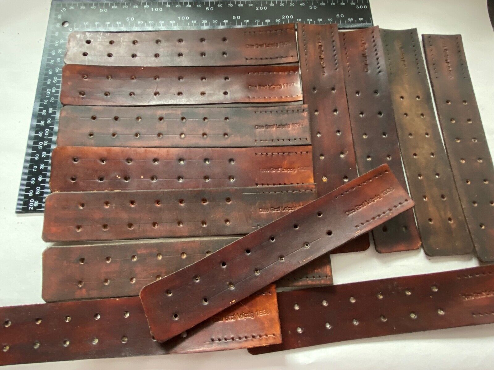 WW2 German Army belt leather fastening strip. Brown leather reproduction. - The Militaria Shop