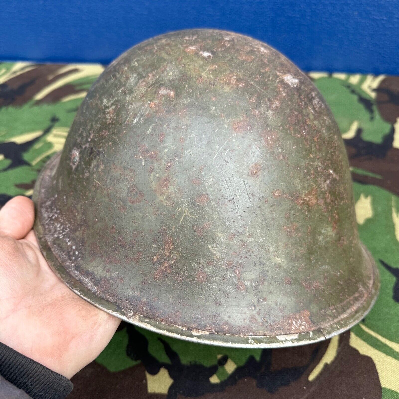 WW2 Canadian Army Mk3 Turtle Helmet - Original Helmet Shell - High Rivet - The Militaria Shop