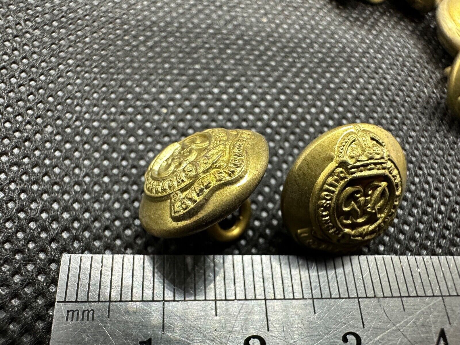 Pair of Original British Army WW2 Royal Engineers Brass Officers Cap Buttons - The Militaria Shop