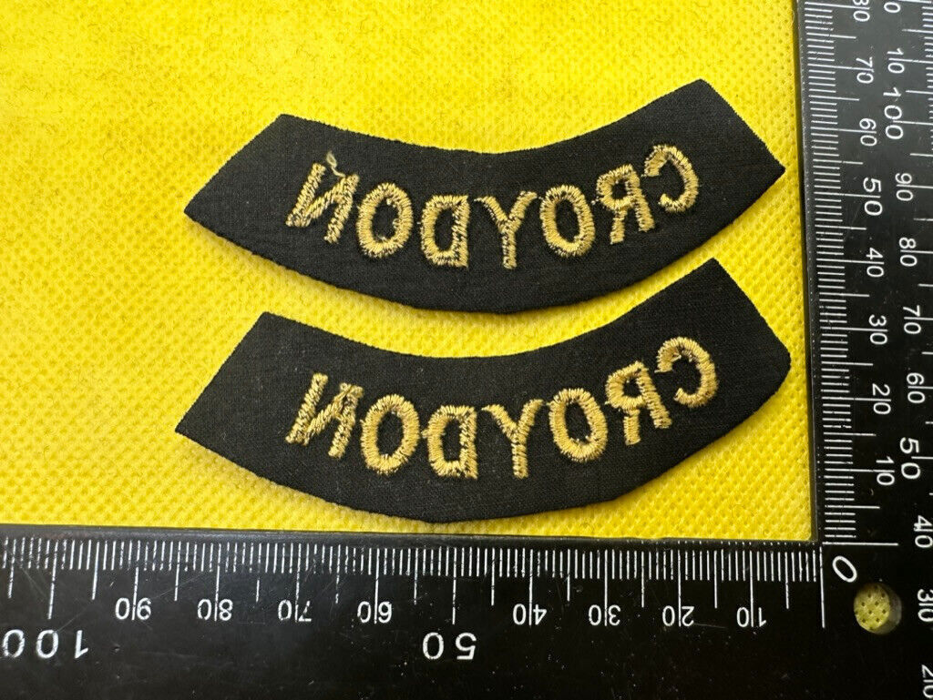 Original WW2 British Home Front Civil Defence Croydon Shoulder Titles - The Militaria Shop