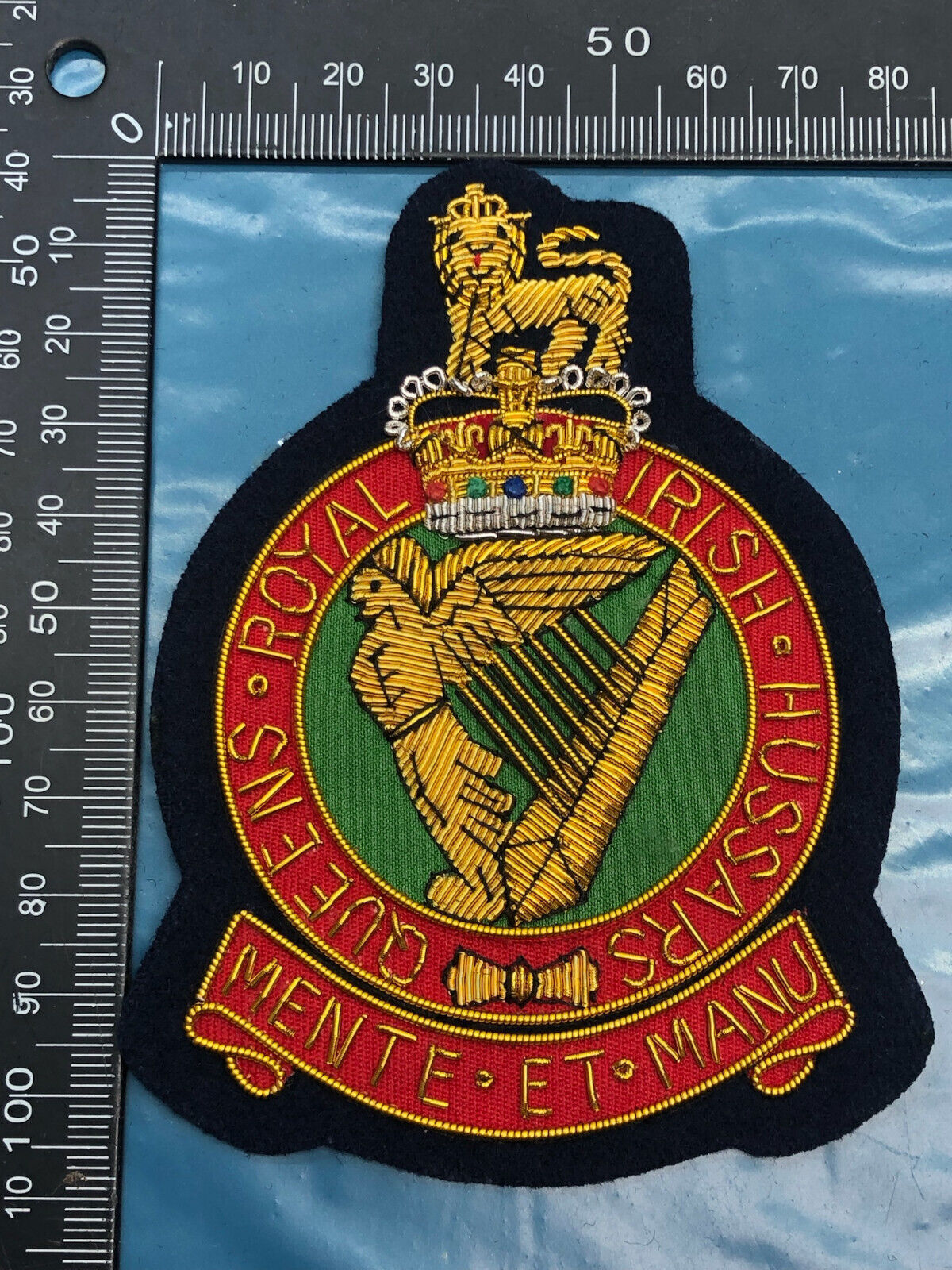 British Army Bullion Embroidered Blazer Badge - Queen's Royal Irish Hussars - The Militaria Shop
