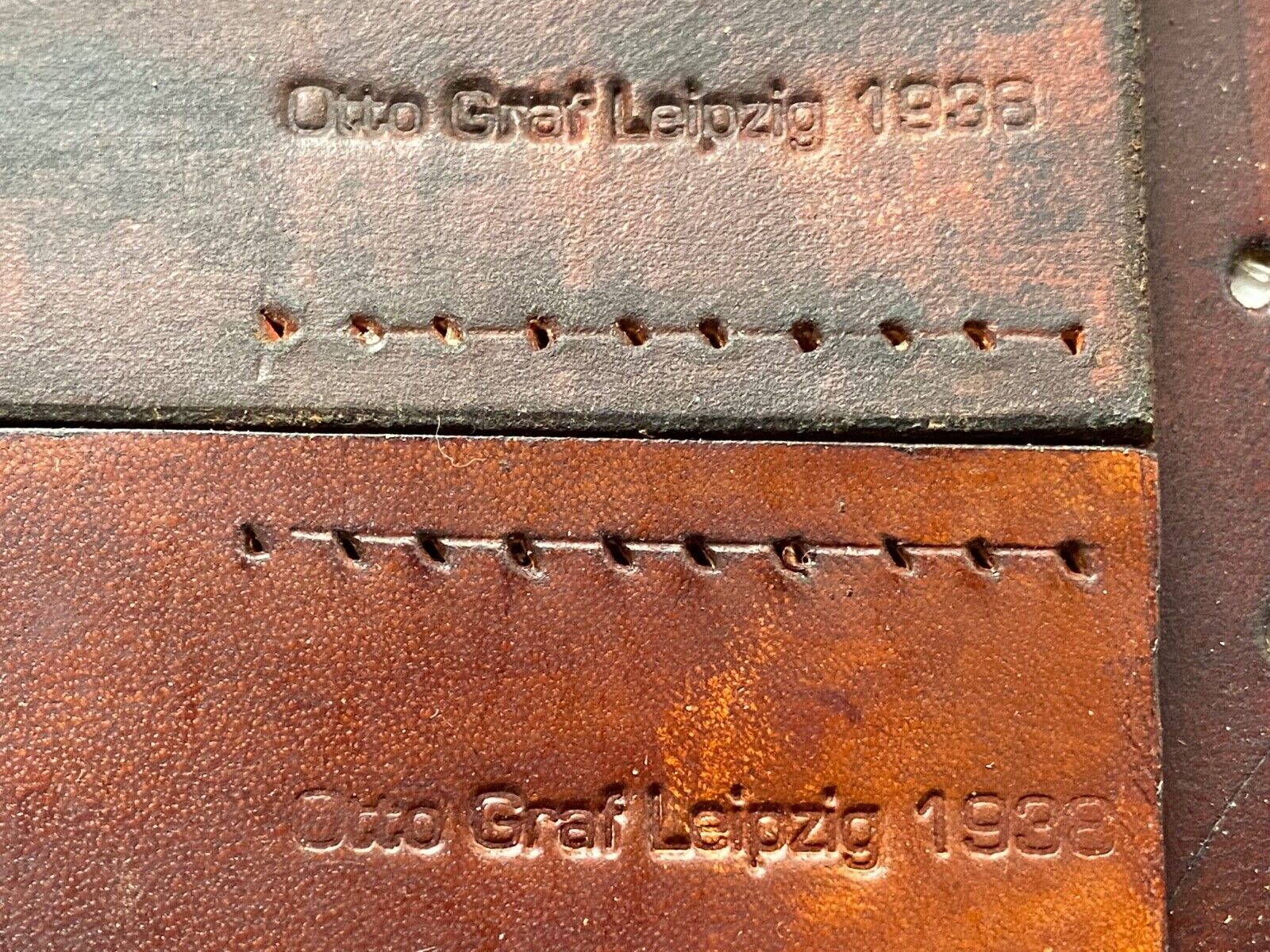 WW2 German Army belt leather fastening strip. Brown leather reproduction. - The Militaria Shop