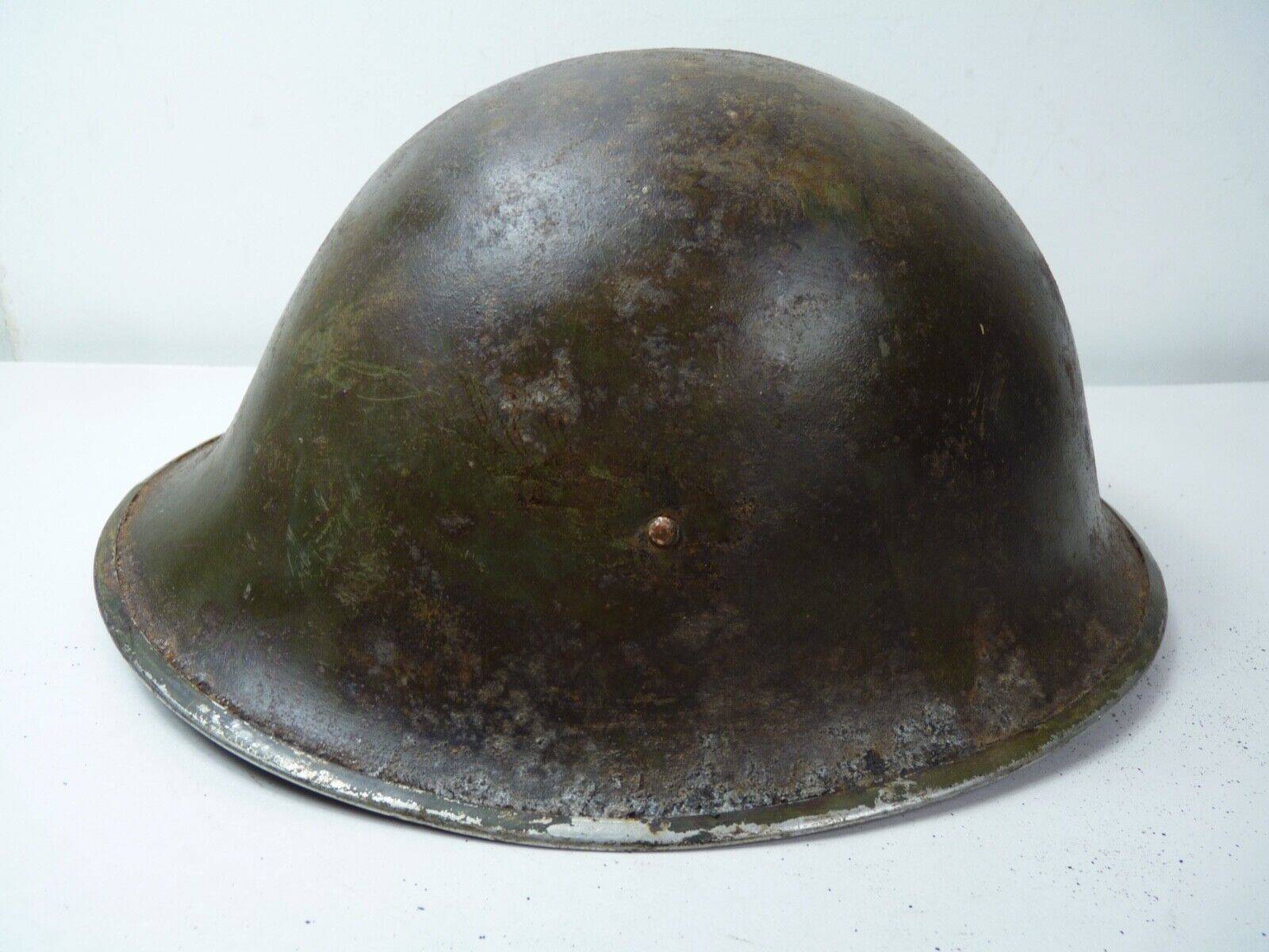 Original WW2 British / Canadian Army Mk3 High Rivet Turtle Army Combat Helmet - The Militaria Shop