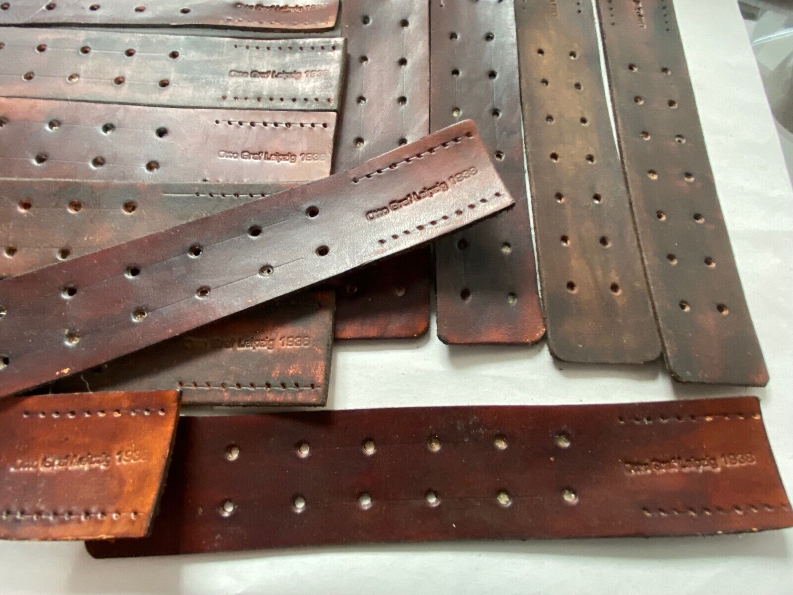 WW2 German Army belt leather fastening strip. Brown leather reproduction. - The Militaria Shop