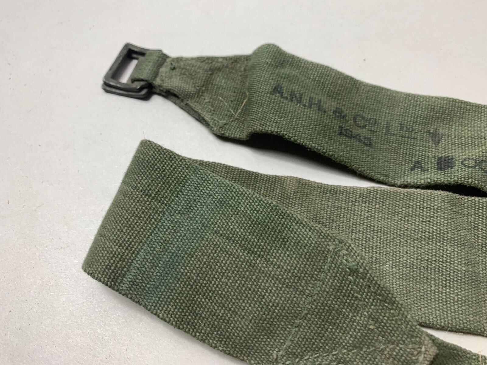 Original WW2 British Army 44 Pattern Equipment Strap - 1945 Dated - The Militaria Shop