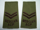 Mercian ACF OD Green Rank Slides / Epaulette Pair Genuine British Army - NEW - The Militaria Shop