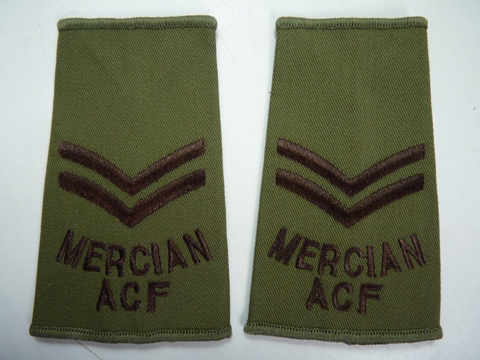 Mercian ACF OD Green Rank Slides / Epaulette Pair Genuine British Army - NEW - The Militaria Shop