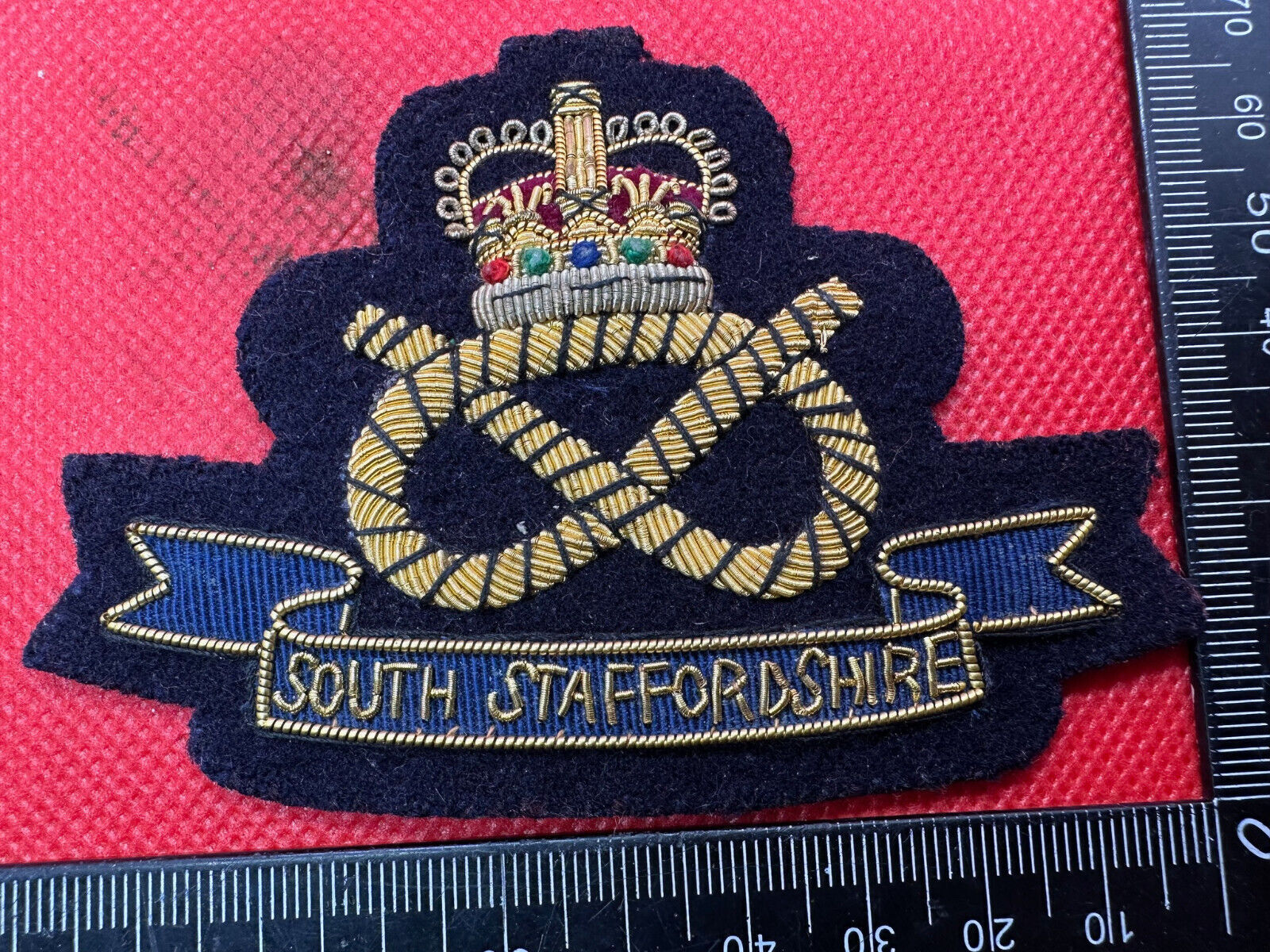 British Army Bullion Embroidered Blazer Badge - South Staffordshire Regiment - The Militaria Shop