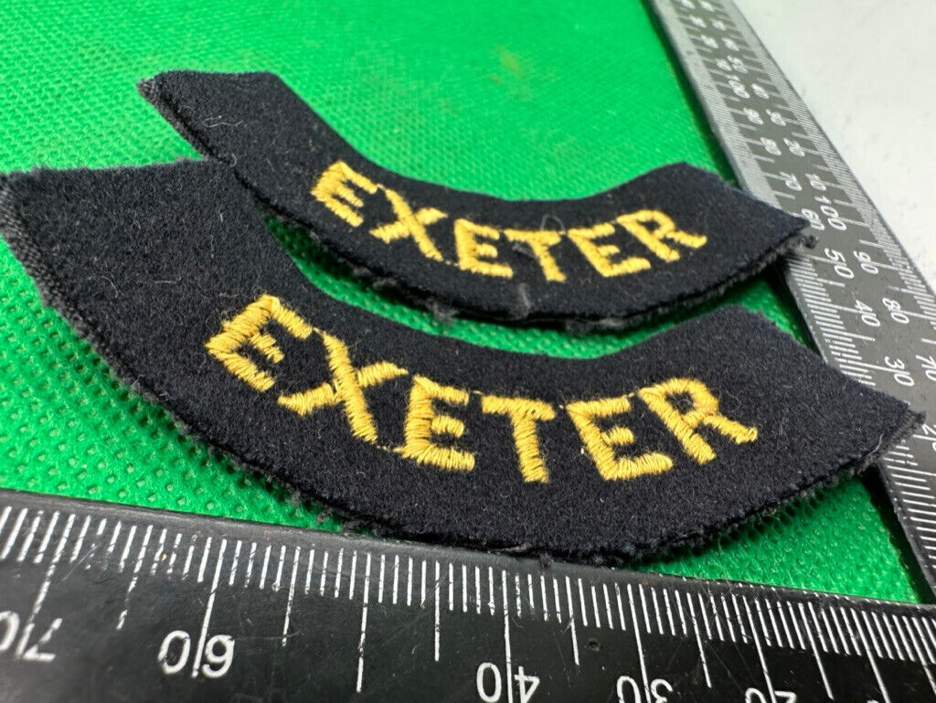 Original WW2 British Home Front Civil Defence Exeter Shoulder Titles - The Militaria Shop