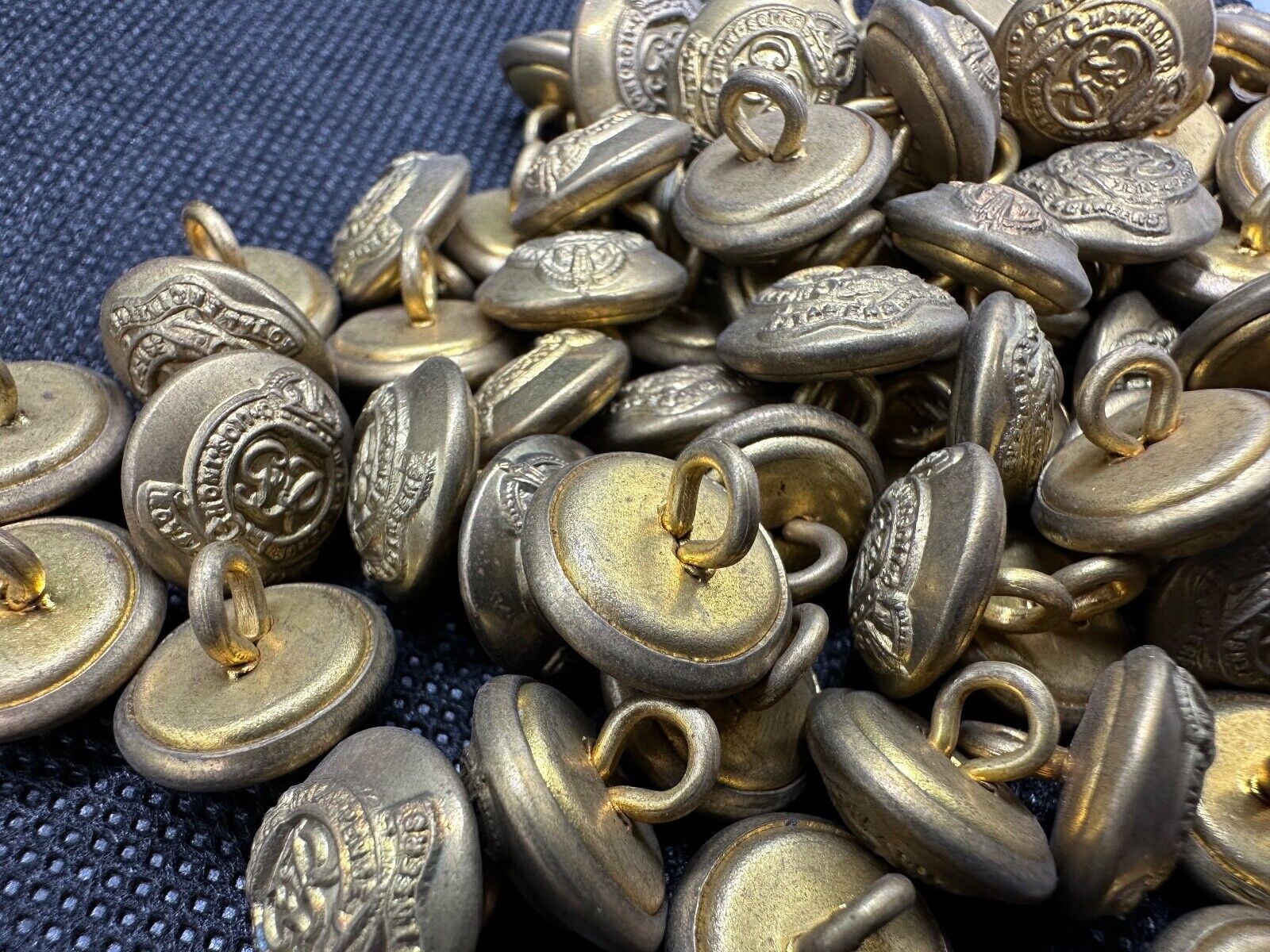 Pair of Original British Army WW2 Royal Engineers Brass Officers Cap Buttons - The Militaria Shop