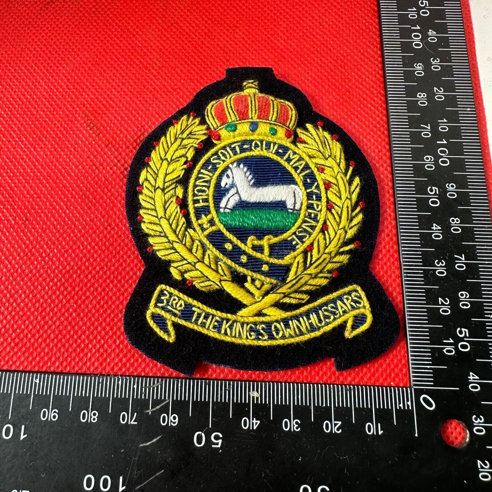 British Army 3rd The King's Own Hussars Regiment Embroidered Blazer Badge - The Militaria Shop