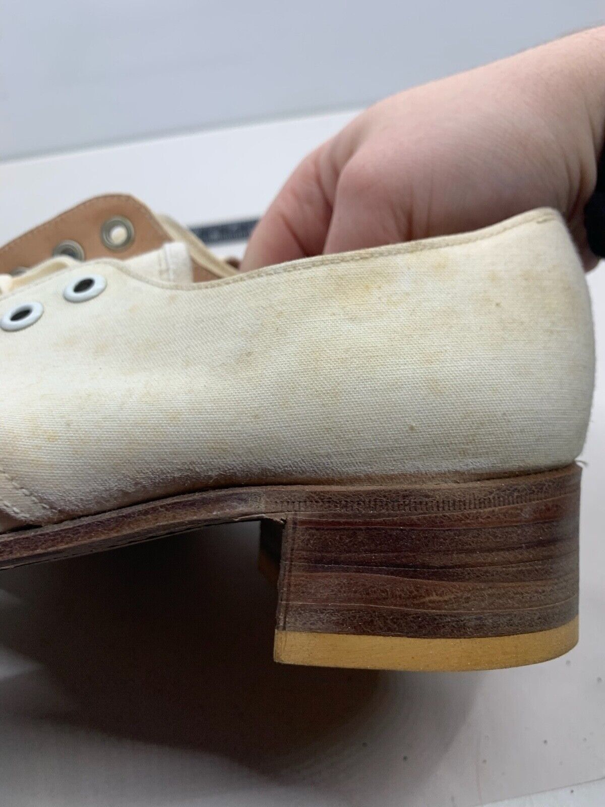 Original WW2 British Army Women's White Summer Shoes - ATS WAAF - Size 240 - The Militaria Shop