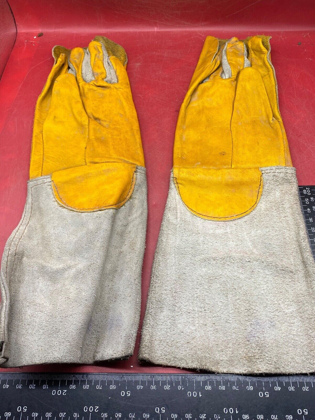 British Army Pair of Welding Gloves. WD Marked in Used Condition - The Militaria Shop