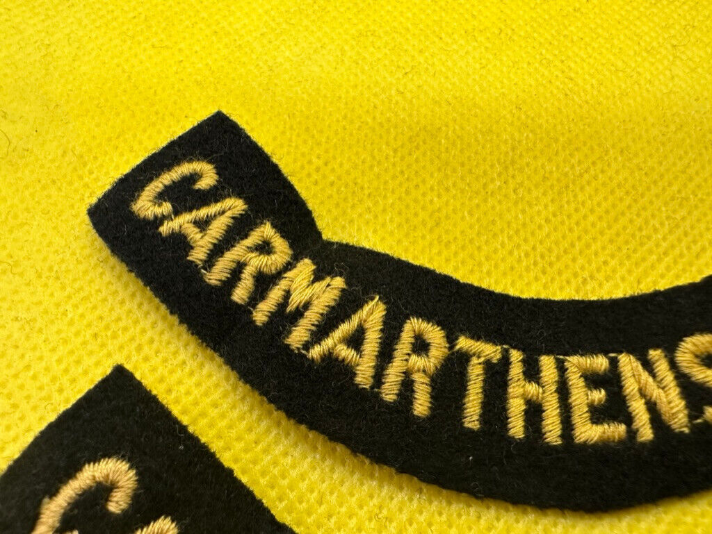 Original WW2 British Home Front Civil Defence Carmarthenshire Shoulder Titles - The Militaria Shop