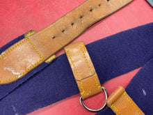 Load image into Gallery viewer, WW2 British Army Hussars Blue Canvas and Leather Belt with Fittings. 30 inch. - The Militaria Shop
