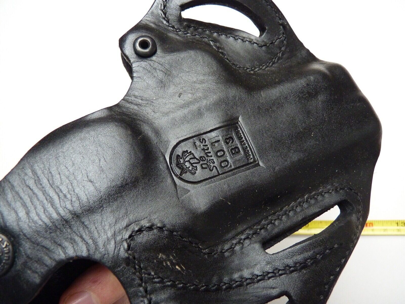 Black Leather Pistol Holster Belt Mounted - De Santis - 001-B3 - The Militaria Shop