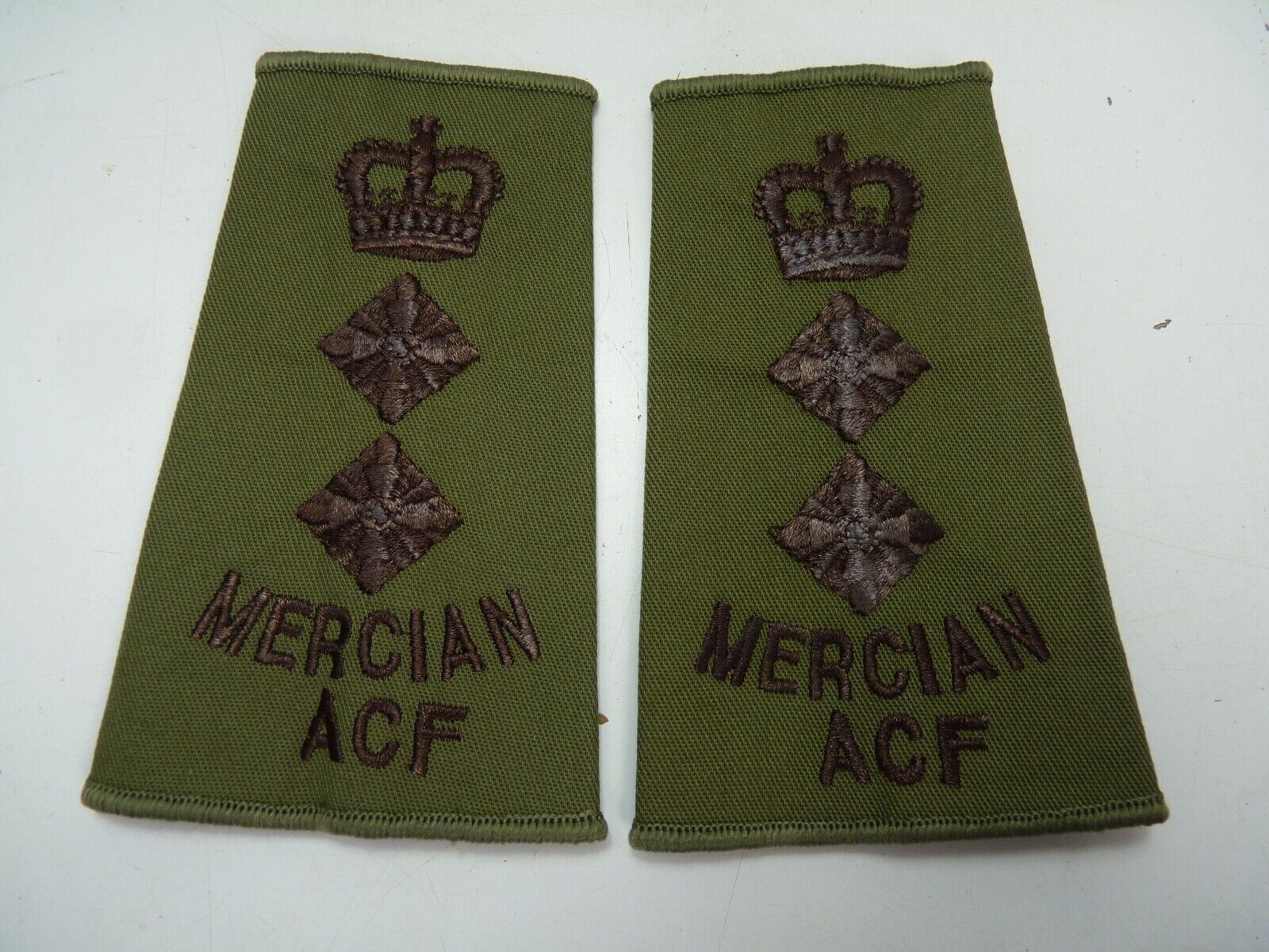 Mercian ACF OD Green Rank Slides / Epaulette Pair Genuine British Army - NEW - The Militaria Shop