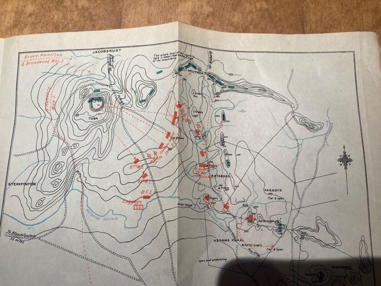 Original Boer War / British Army / Planning Map. The Battle of HOUTNEK 1900. - The Militaria Shop