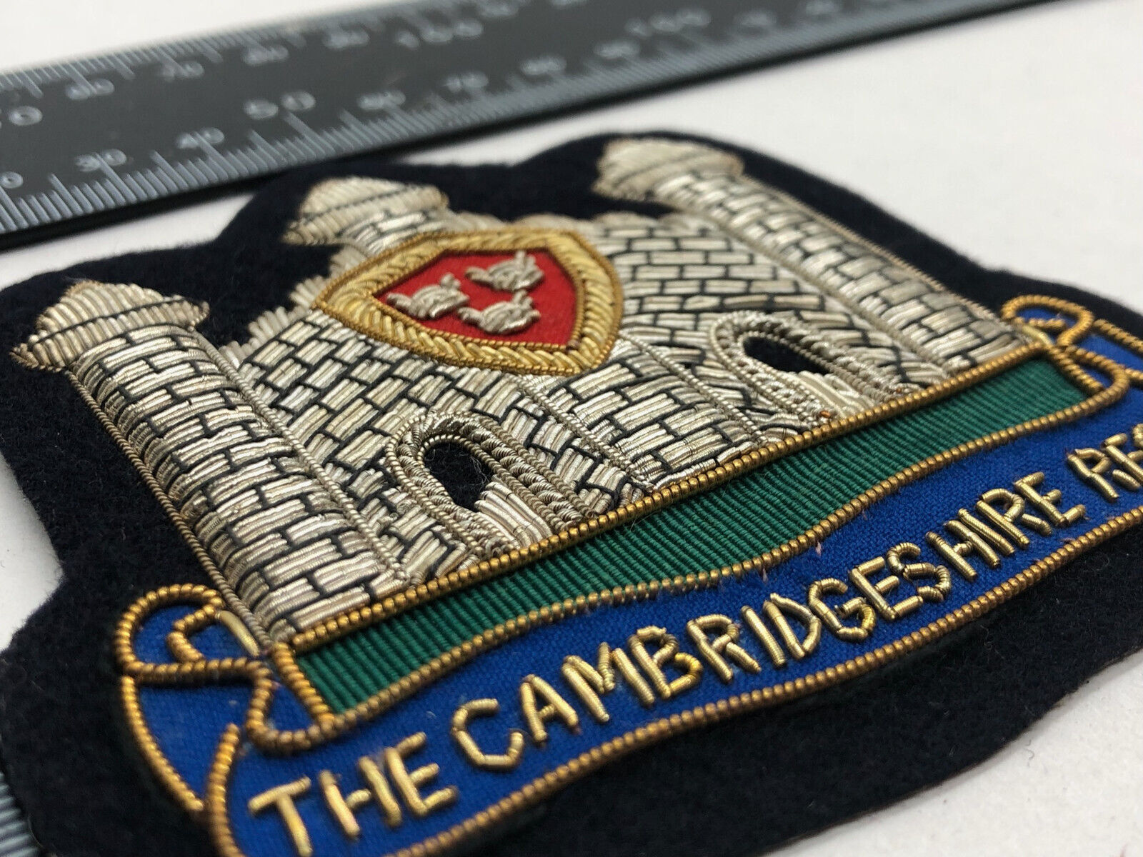 British Army Bullion Embroidered Blazer Badge - The Cambridgeshire Regiment - The Militaria Shop