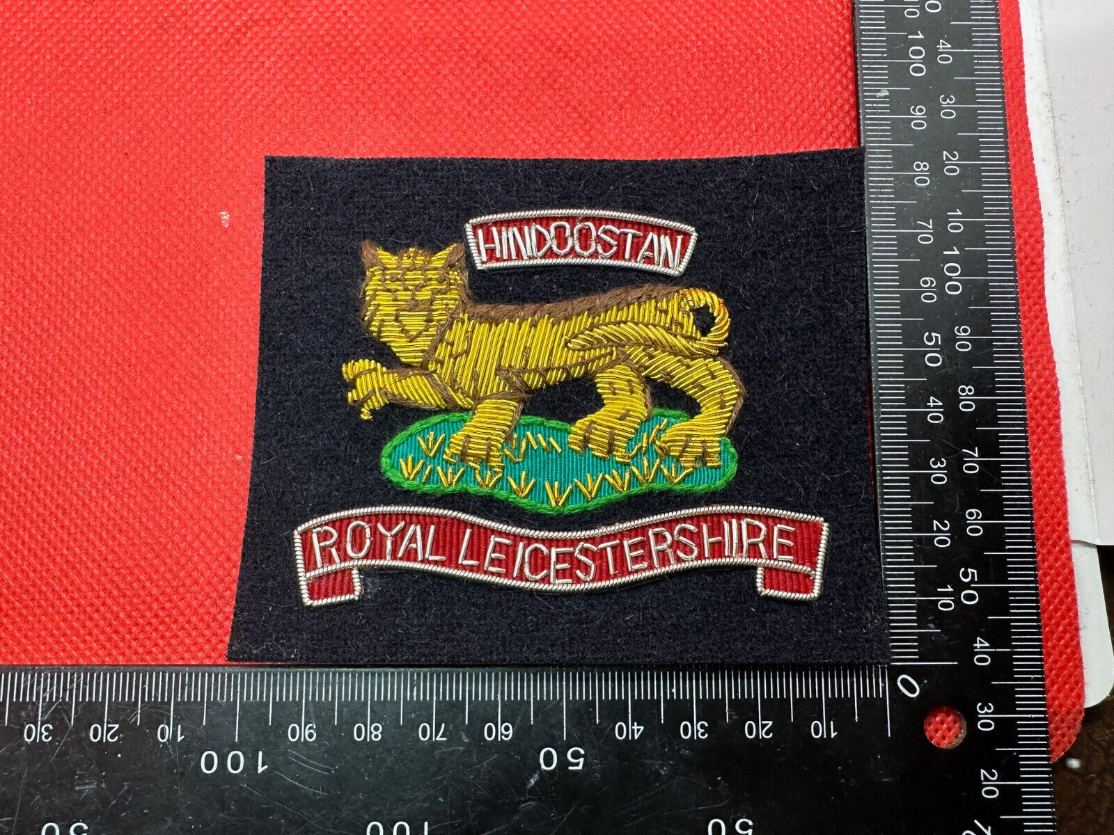 British Army Bullion Embroidered Blazer Badge - Royal Leicestershire Hindoostan - The Militaria Shop