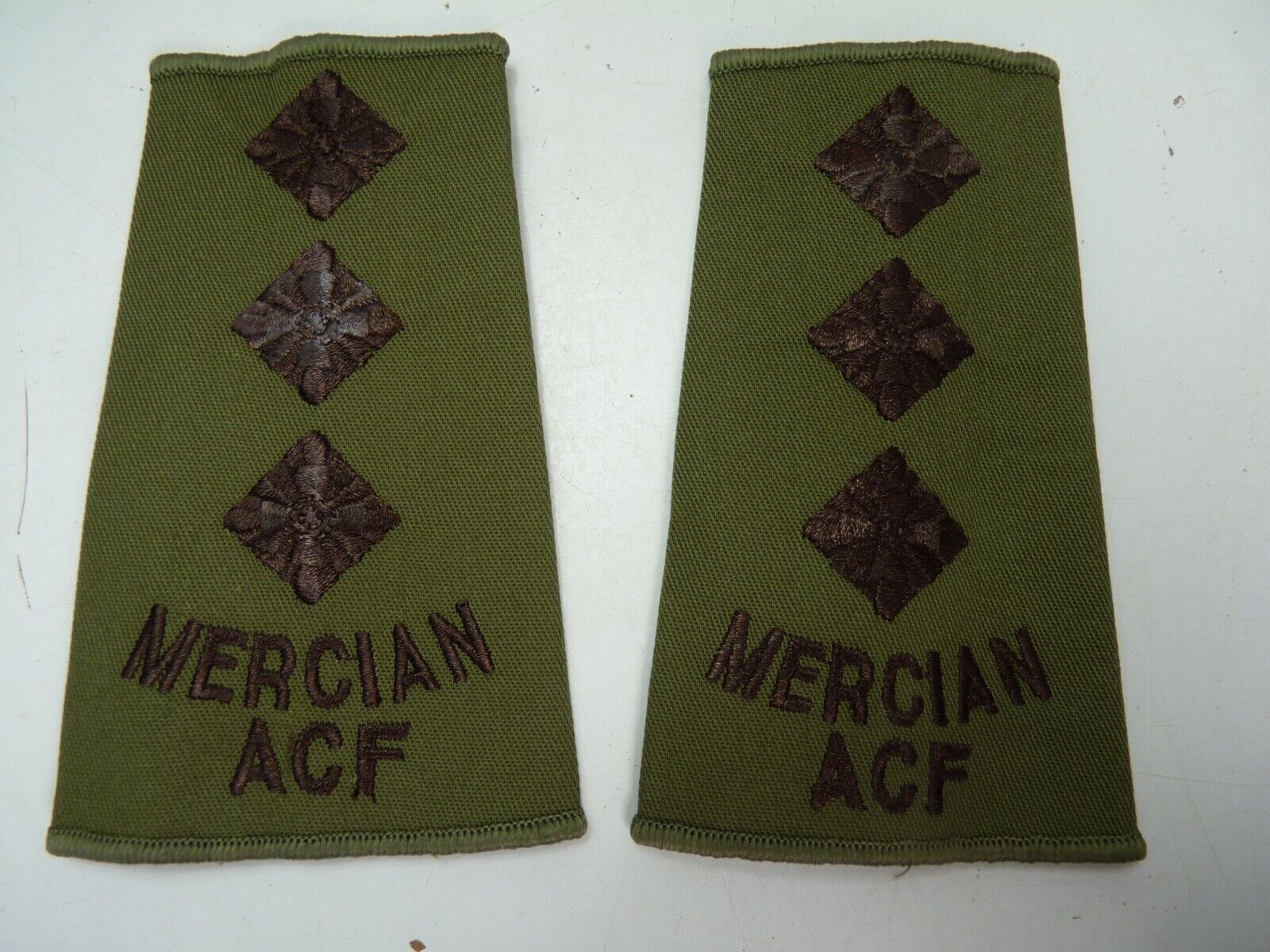 Mercian ACF OD Green Rank Slides / Epaulette Pair Genuine British Army - NEW - The Militaria Shop